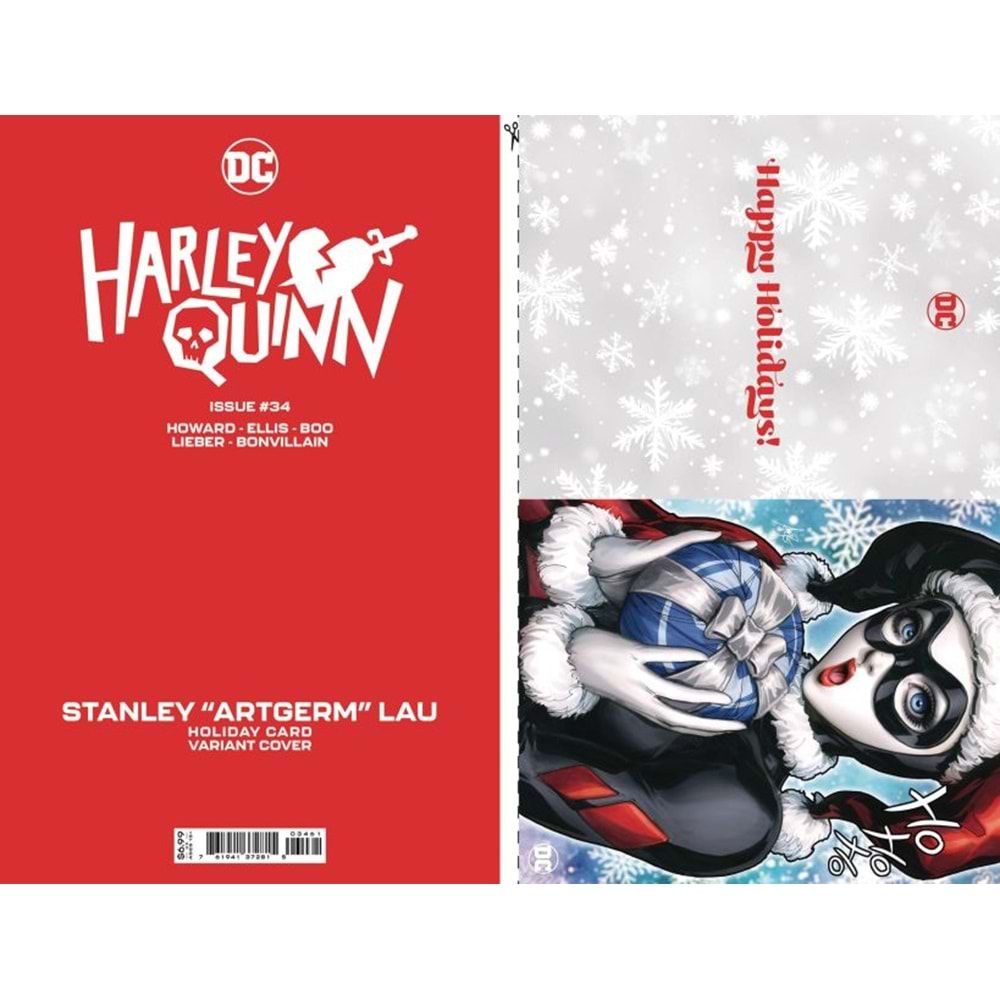 HARLEY QUINN # 34 COVER C STANLEY ARTGERM LAU DC HOLIDAY CARD SPECIAL EDITION VARIANT