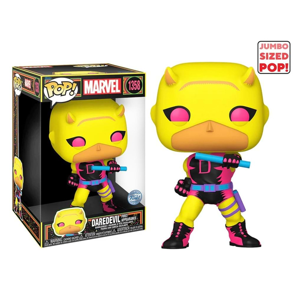 FUNKO POP MARVEL DAREDEVIL FIRST APPEARANCE BLACK LIGHT 25 CM JUMBO