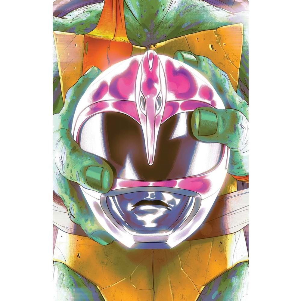 MIGHTY MORPHIN POWER RANGERS TEENAGE MUTANT NINJA TURTLES # 4 MICHELANGELO MONTES HELM VARIANT