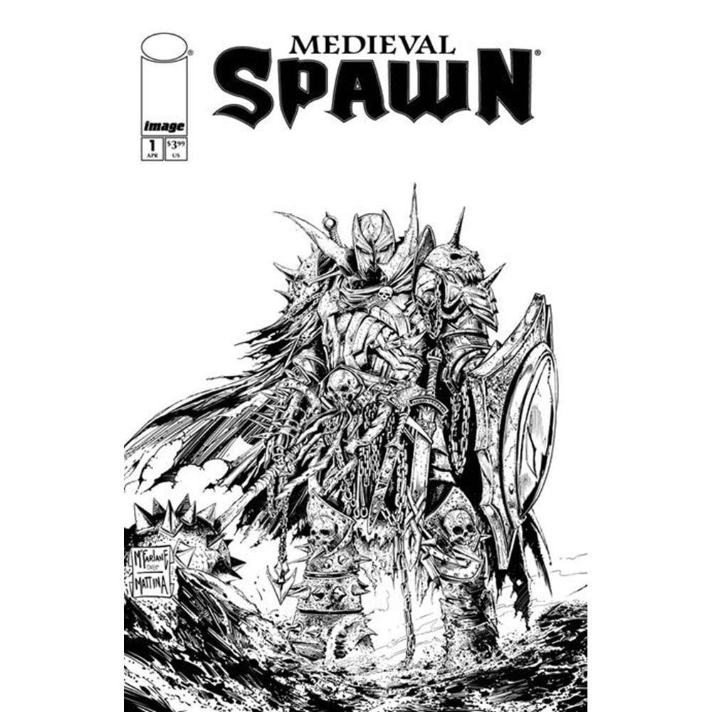 MEDIEVAL SPAWN #1 (OF 4) COVER B TODD MCFARLANE & FRANCESCO MATTINA B&W VARIANT