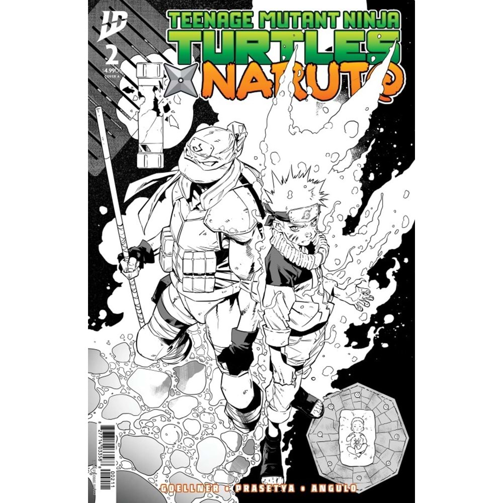 TEENAGE MUTANT NINJA TURTLES X NARUTO # 2 SECOND PRINTING JORGE JIMENEZ BLACK AND WHITE VARIANT