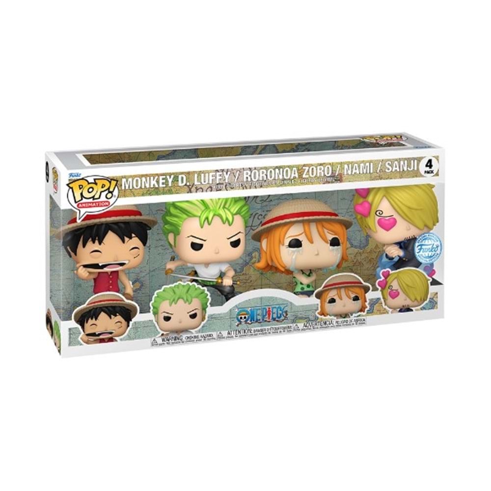 FUNKO POP ANIMATION ONE PIECE MONKEY D LUFFY RORONOA ZORO NAMI SANJI 4-PACK