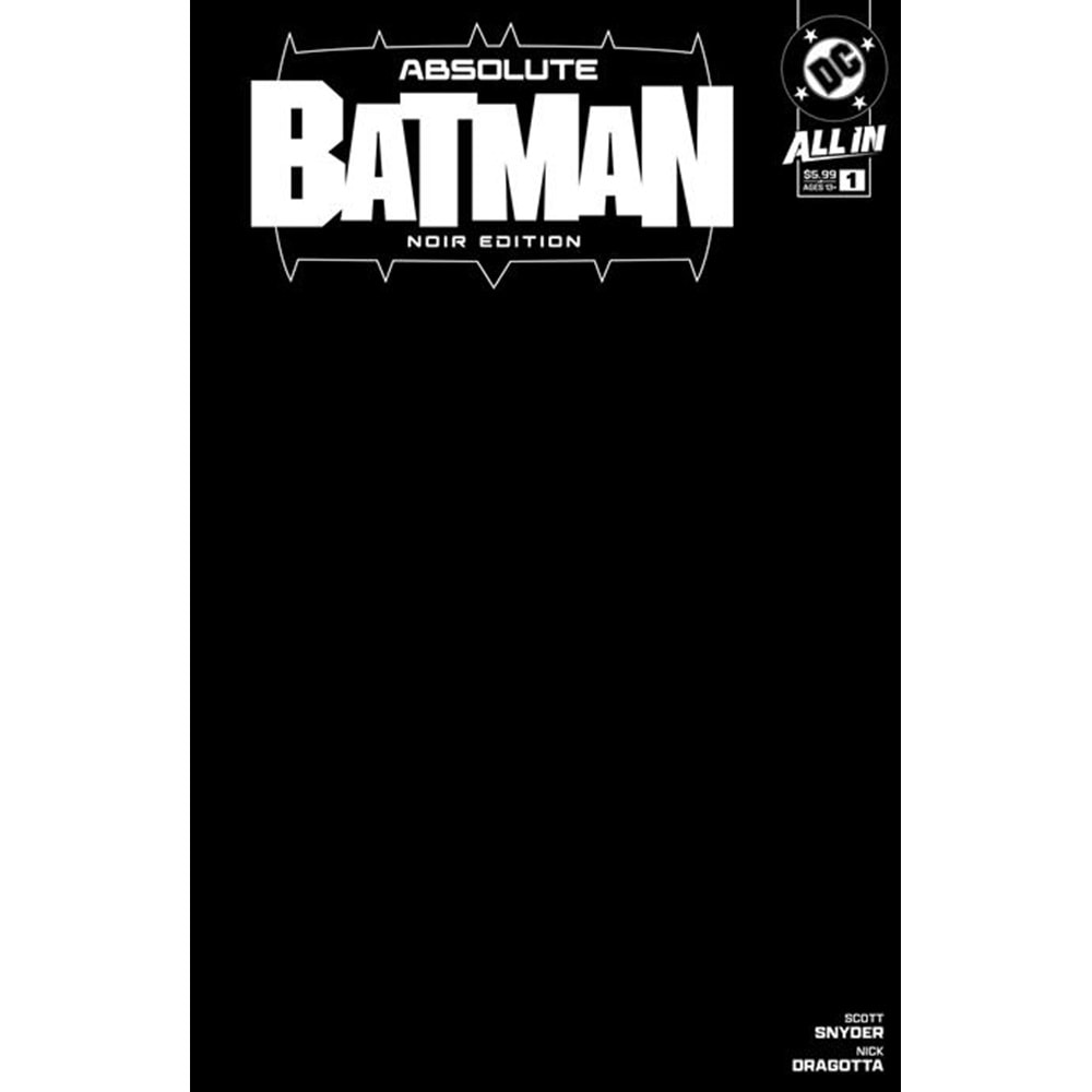 ABSOLUTE BATMAN NOIR EDITION # 1 (ONE-SHOT) COVER B BLACK BLANK CARD STOCK VARIANT