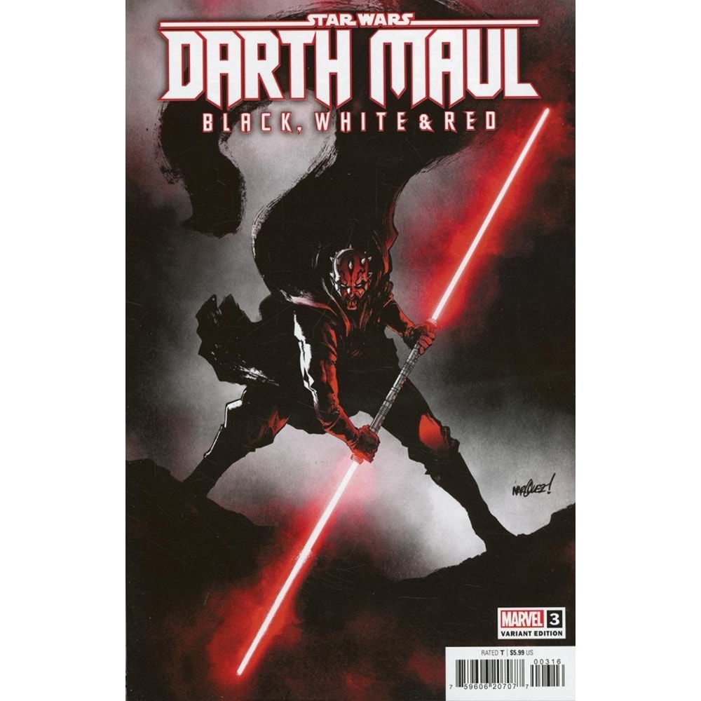STAR WARS DARTH MAUL BLACK WHITE RED # 3 1:25 DAVID MARQUEZ VARIANT