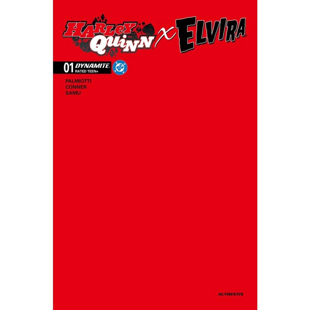HARLEY QUINN X ELVIRA #1 COVER W FIERY RED BLANK AUTHENTIX FOC BONUS VARIANT