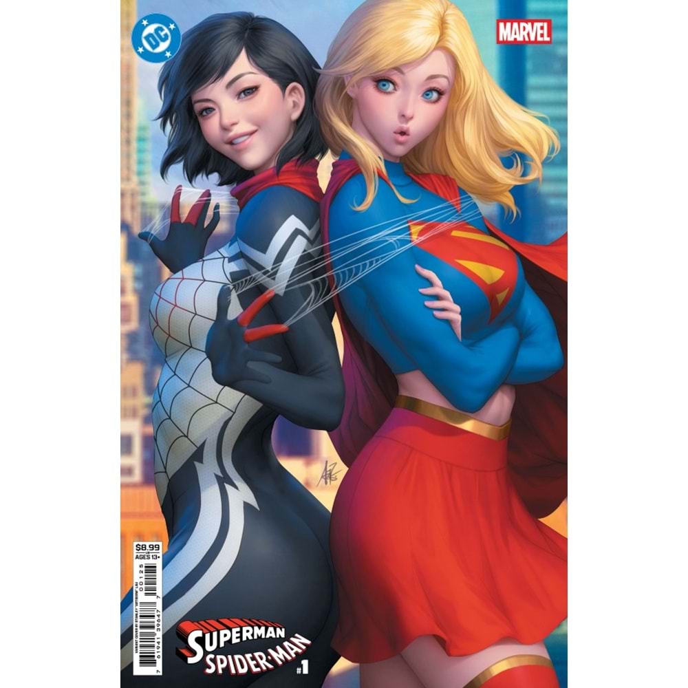 DC MARVEL SUPERMAN SPIDER-MAN #1 (ONE-SHOT) COVER M STANLEY ARTGERM LAU SUPERGIRL & SILK CARD STOCK VARIANT
