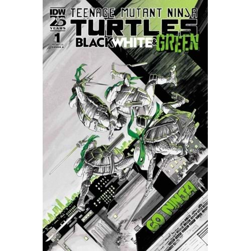 TMNT BLACK WHITE & GREEN # 1 COVER A SHALVEY