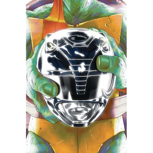 MIGHTY MORPHIN POWER RANGERS TEENAGE MUTANT NINJA TURTLES # 5 MICHELANGELO MONTES HELM VARIANT