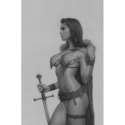 INVINCIBLE RED SONJA # 1 1:25 CELINA B&W VIRGIN FOC VARIANT