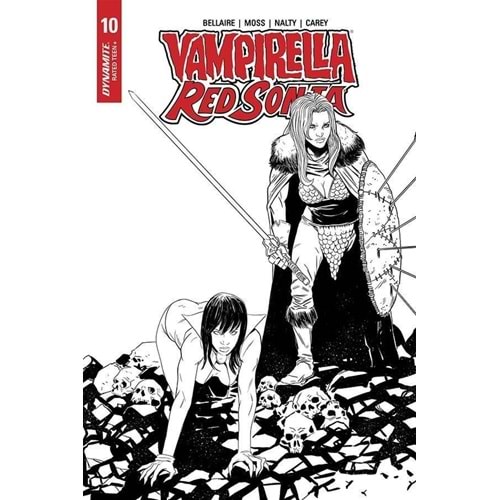 VAMPIRELLA RED SONJA # 10 1:10 MOSS BLACK&WHITE