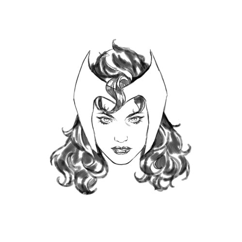 SCARLET WITCH AND QUICKSILVER # 2 (OF 5) 1:50 MARK BROOKS HEADSHOT SKETCH VIRGIN VARIANT