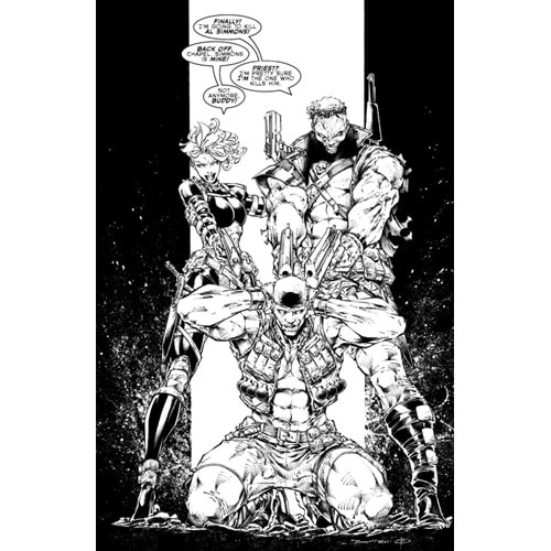 SPAWN # 370 COVER D BRETT BOOTH YOUNGBLOOD TEAM UP B&W VIRGIN VARIANT