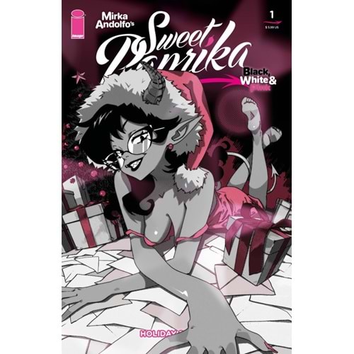 MIRKA ANDOLFOS SWEET PAPRIKA BLACK WHITE & PINK HOLIDAY SPECIAL #1 (ONE-SHOT) COVER C VINCENZO PUGLIA VARIANT