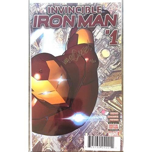 DF INVINCIBLE IRON MAN (2015) # 1 DAVID MARQUEZ SIGNED IN GOLD İMZALI