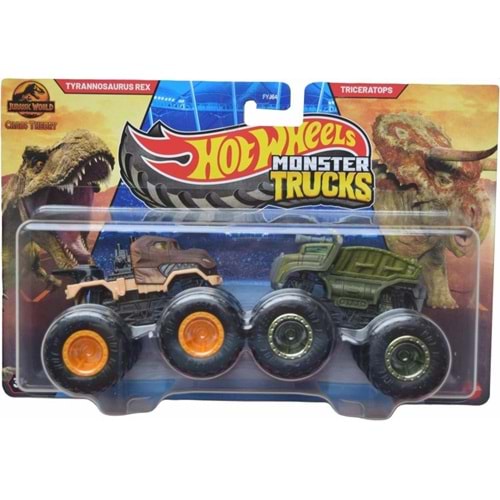 HOT WHEELS MONSTER TRUCKS TWO-PACK TYRANNOSAURUS REX & TRICERATOPS
