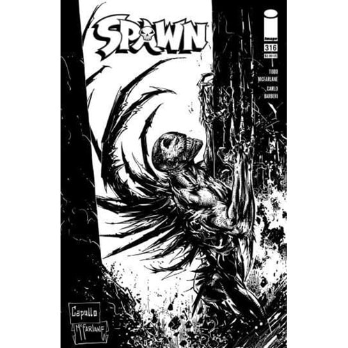 SPAWN # 316 COVER D MCFARLANE & CAPULLO BLACK & WHITE